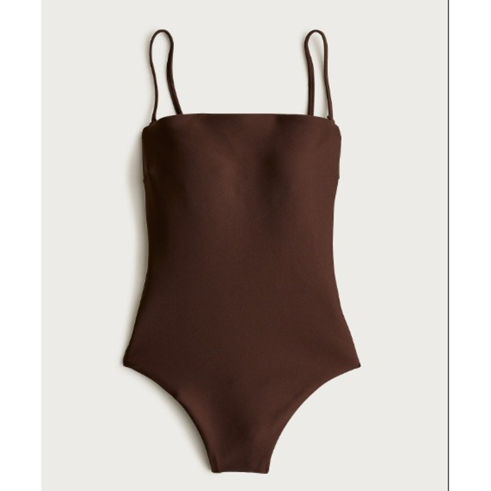 NWT J. Crew One Piece Swimsuit Size 8 Brown Bandeau Strapless Adjustable Beach